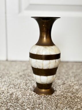 Brass and Mother of Pearl Mini Vase
